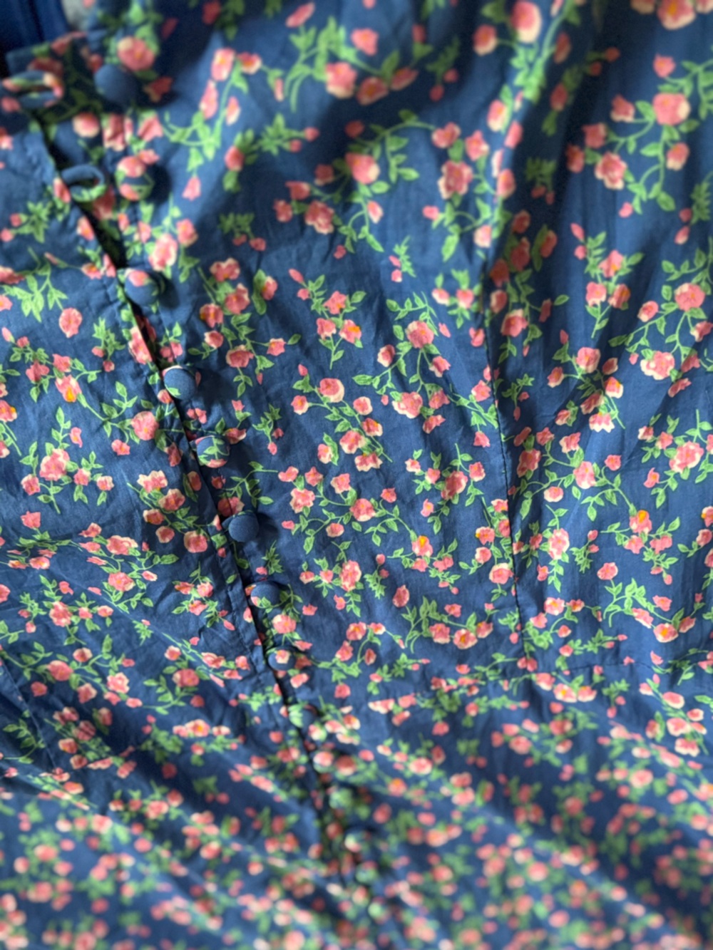 Ivy City Co Vintage Inspired Blue Floral Zip-Back Button Dress Pink Blossoms 16W - Picture 8 of 13